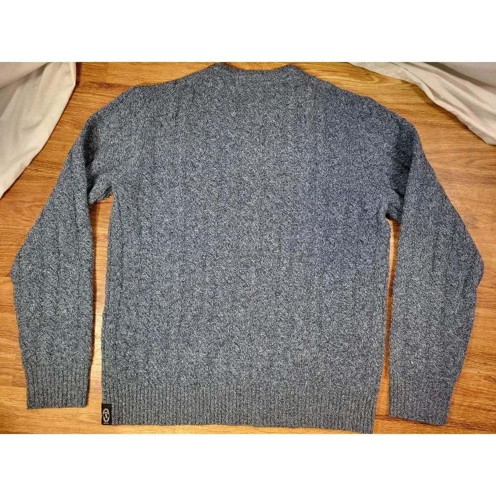 Todd Snyder Cable Knit 100% Lambs Wool Sweater Mens Large Blue Long Sleeve Crew